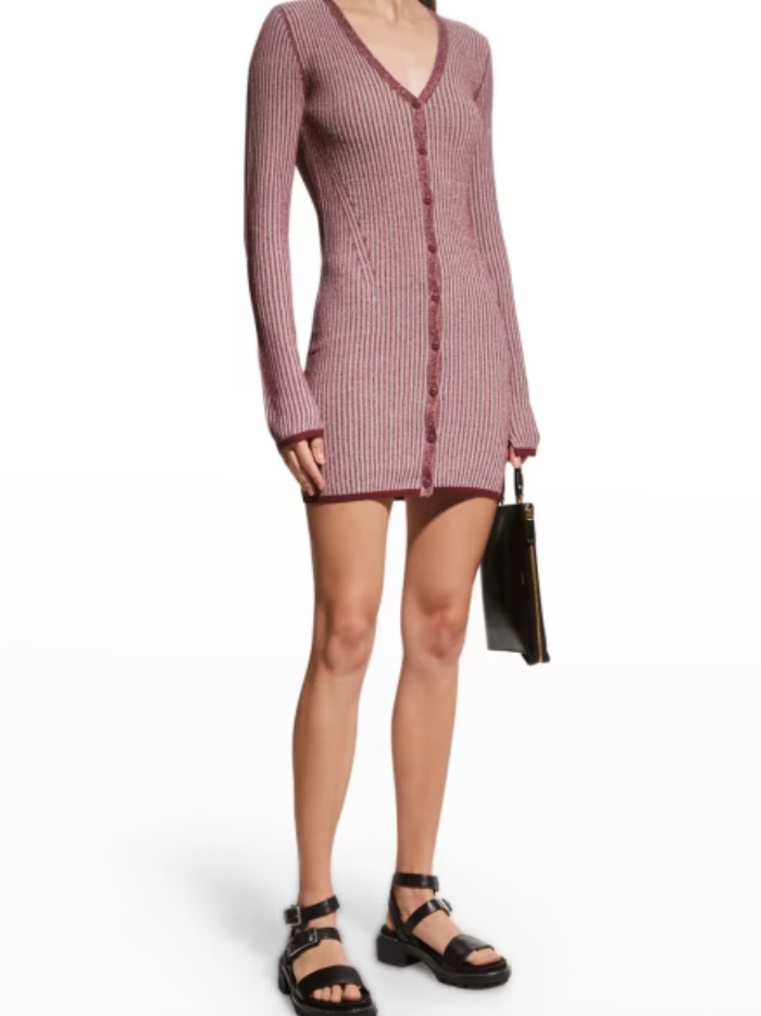 Rag & Bone Pink Alexis Long Sleeve Ribbed Sweater Dress Mini Knit $450 Summer